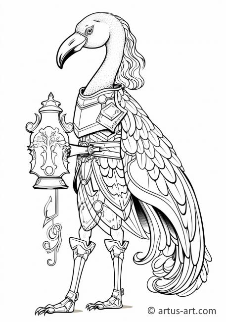 Flamingo Knight Coloring Page